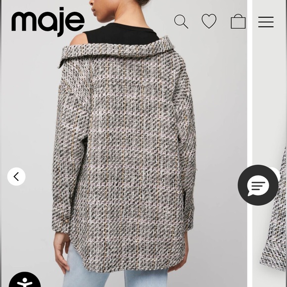 Maje Trompe-l'oeil tweed shirt Size 1 - Picture 10 of 10